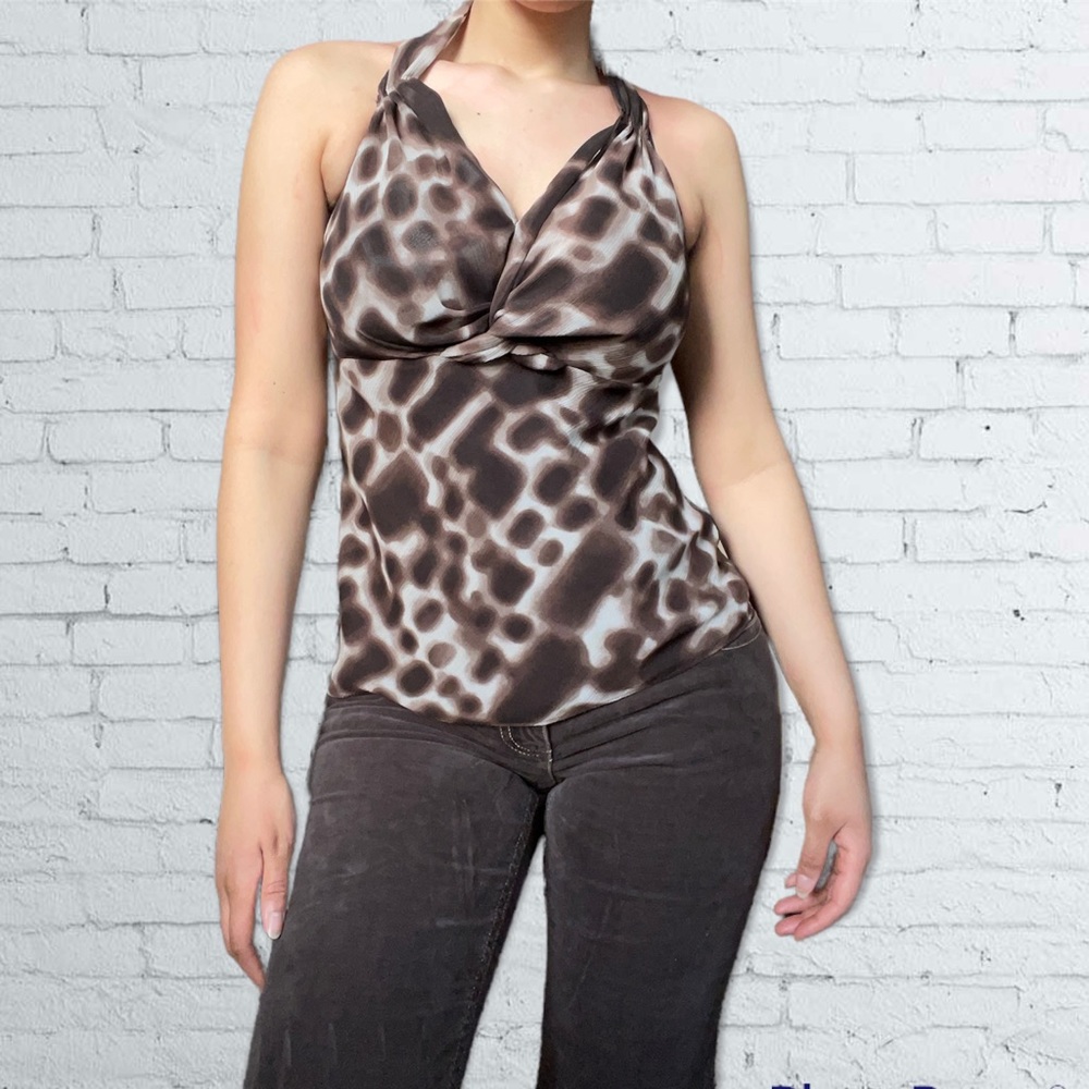 Retro Giraffe Sheer Wrap Halter Tank